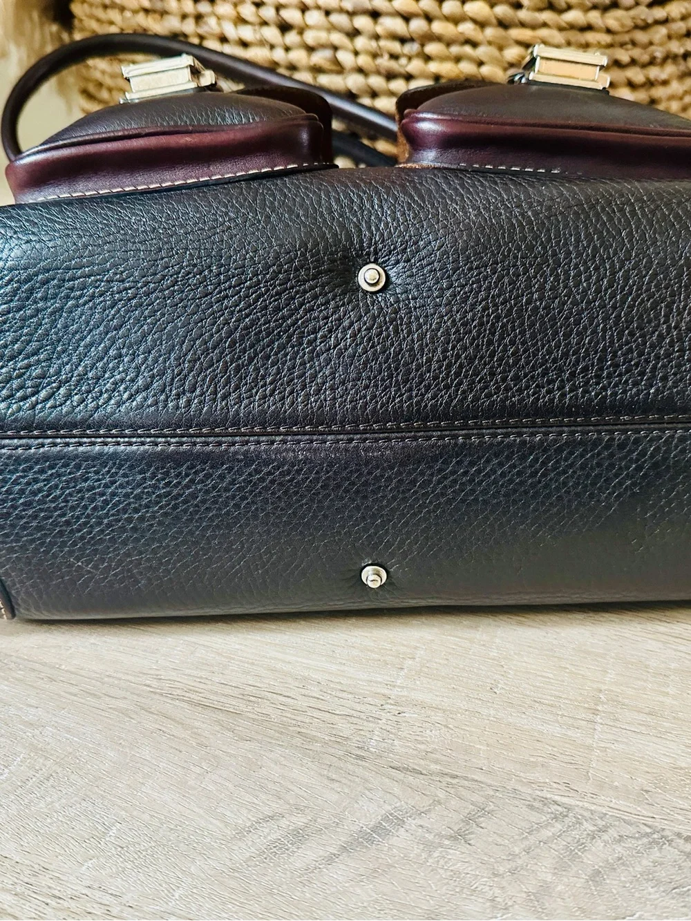 Dooney & Bourke Double Pocket Satchel | Black & Brown Leather